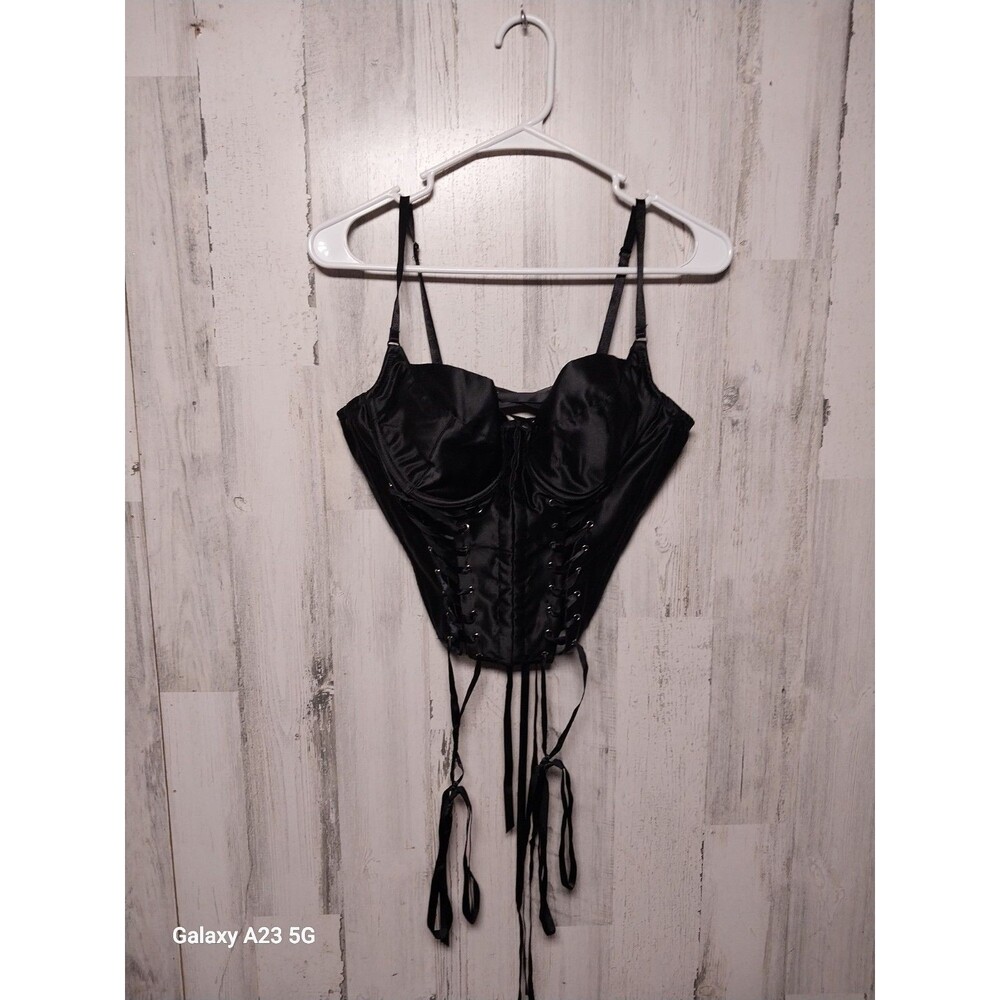 Shirley Of Hollywood Womens Laced Satin Bustier Side Boning Underwire 38